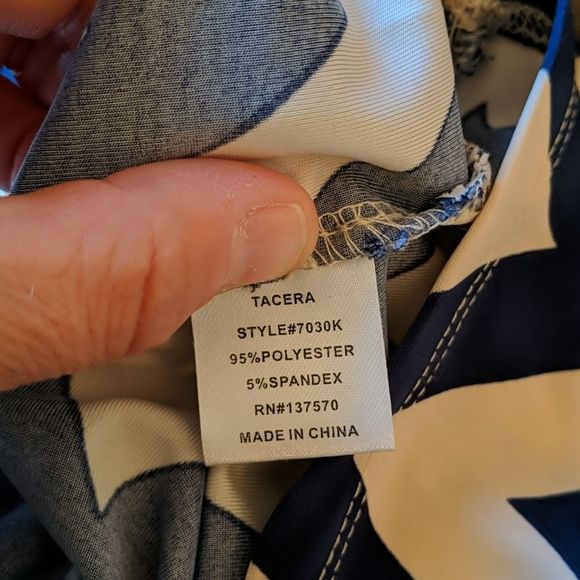 Tacera Striped Shirt Sleeve Navy and White Dress - - Picture 6 of 6